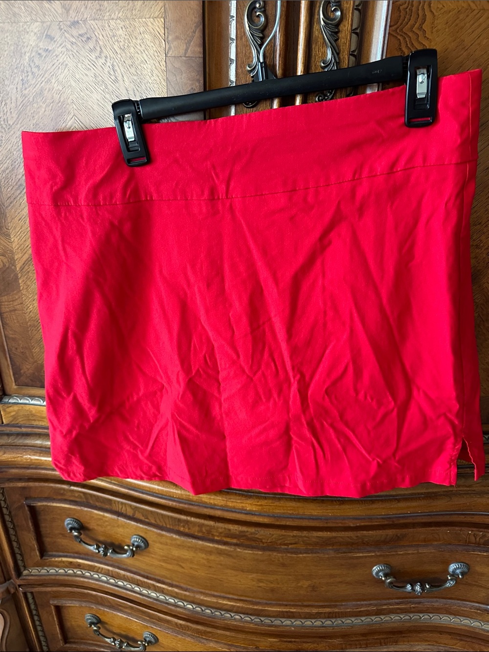 Women’s Red Casual Mini Skirt - with built-in shorts Classic Straight Cut